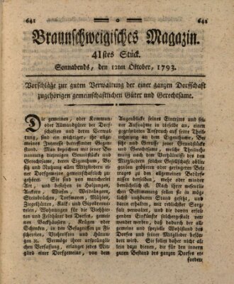 Braunschweigisches Magazin (Braunschweigische Anzeigen) Samstag 12. Oktober 1793