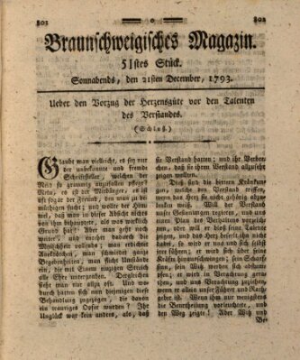 Braunschweigisches Magazin (Braunschweigische Anzeigen) Samstag 21. Dezember 1793