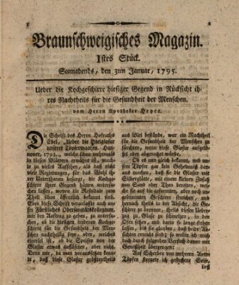 Braunschweigisches Magazin (Braunschweigische Anzeigen) Samstag 3. Januar 1795