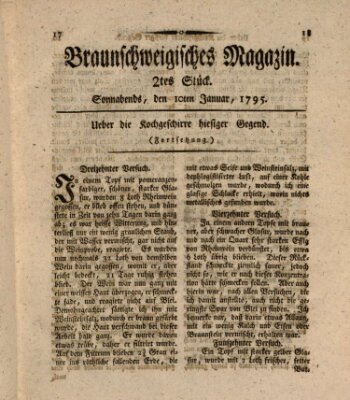 Braunschweigisches Magazin (Braunschweigische Anzeigen) Samstag 10. Januar 1795