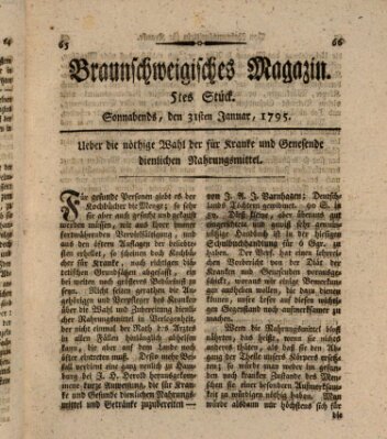 Braunschweigisches Magazin (Braunschweigische Anzeigen) Samstag 31. Januar 1795