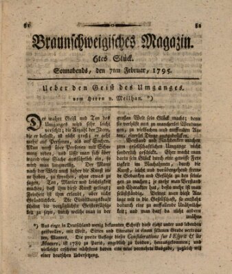 Braunschweigisches Magazin (Braunschweigische Anzeigen) Samstag 7. Februar 1795