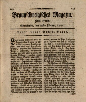 Braunschweigisches Magazin (Braunschweigische Anzeigen) Samstag 28. Februar 1795