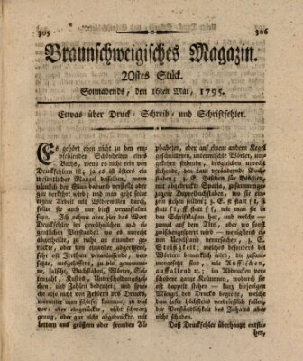 Braunschweigisches Magazin (Braunschweigische Anzeigen) Samstag 16. Mai 1795