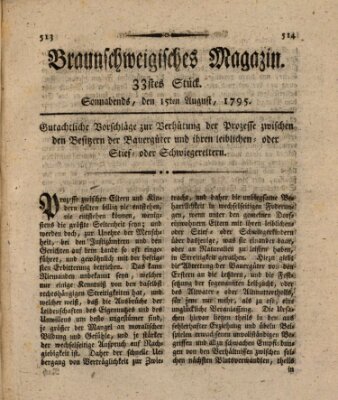 Braunschweigisches Magazin (Braunschweigische Anzeigen) Samstag 15. August 1795