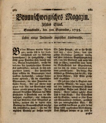 Braunschweigisches Magazin (Braunschweigische Anzeigen) Samstag 5. September 1795