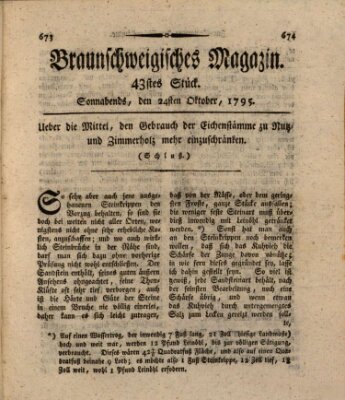 Braunschweigisches Magazin (Braunschweigische Anzeigen) Samstag 24. Oktober 1795