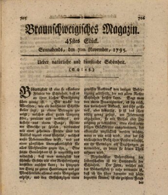 Braunschweigisches Magazin (Braunschweigische Anzeigen) Samstag 7. November 1795