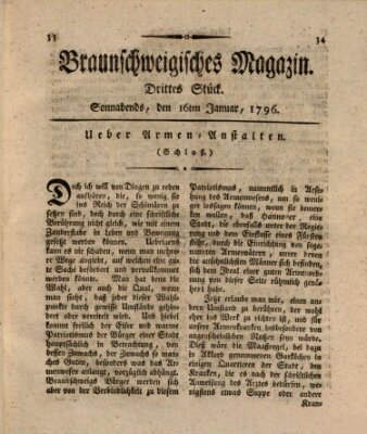 Braunschweigisches Magazin (Braunschweigische Anzeigen) Samstag 16. Januar 1796