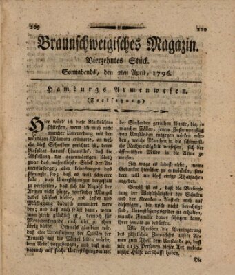 Braunschweigisches Magazin (Braunschweigische Anzeigen) Samstag 2. April 1796