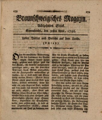 Braunschweigisches Magazin (Braunschweigische Anzeigen) Samstag 30. April 1796