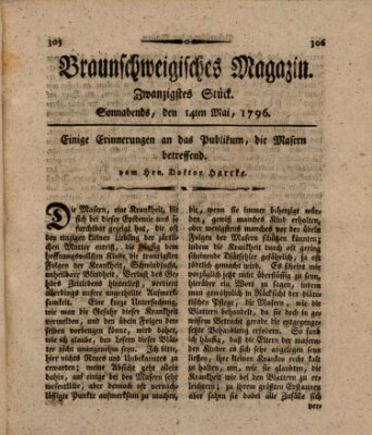 Braunschweigisches Magazin (Braunschweigische Anzeigen) Samstag 14. Mai 1796