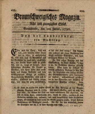 Braunschweigisches Magazin (Braunschweigische Anzeigen) Samstag 9. Juli 1796