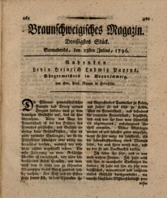 Braunschweigisches Magazin (Braunschweigische Anzeigen) Samstag 23. Juli 1796