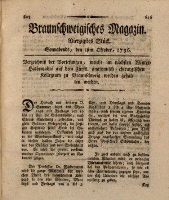 Braunschweigisches Magazin (Braunschweigische Anzeigen) Samstag 1. Oktober 1796