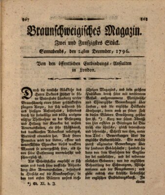 Braunschweigisches Magazin (Braunschweigische Anzeigen) Samstag 24. Dezember 1796