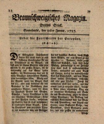 Braunschweigisches Magazin (Braunschweigische Anzeigen) Samstag 21. Januar 1797