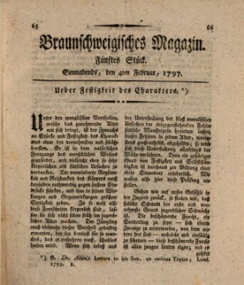 Braunschweigisches Magazin (Braunschweigische Anzeigen) Samstag 4. Februar 1797