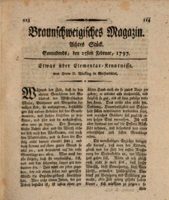 Braunschweigisches Magazin (Braunschweigische Anzeigen) Samstag 25. Februar 1797