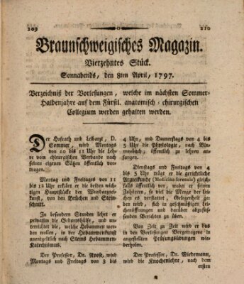 Braunschweigisches Magazin (Braunschweigische Anzeigen) Samstag 8. April 1797