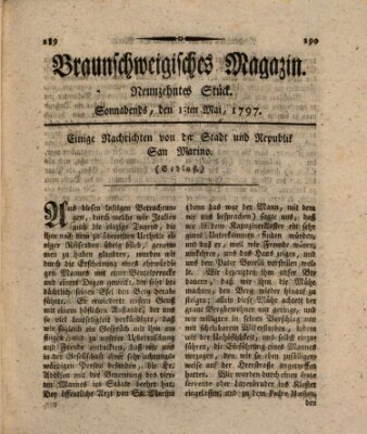 Braunschweigisches Magazin (Braunschweigische Anzeigen) Samstag 13. Mai 1797