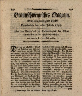 Braunschweigisches Magazin (Braunschweigische Anzeigen) Samstag 22. Juli 1797