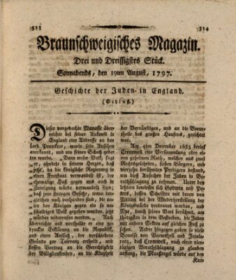 Braunschweigisches Magazin (Braunschweigische Anzeigen) Samstag 19. August 1797