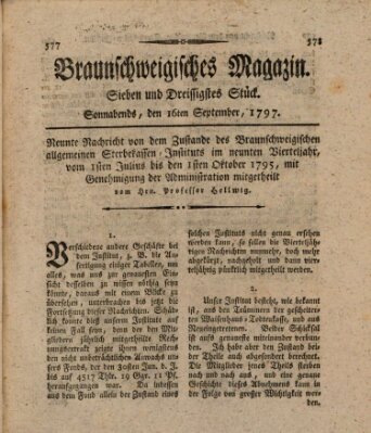 Braunschweigisches Magazin (Braunschweigische Anzeigen) Samstag 16. September 1797