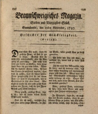 Braunschweigisches Magazin (Braunschweigische Anzeigen) Samstag 25. November 1797