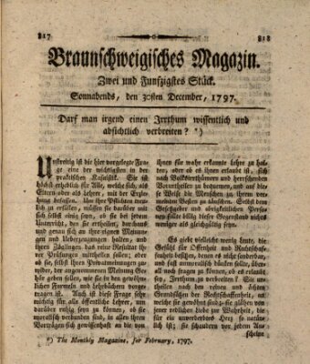 Braunschweigisches Magazin (Braunschweigische Anzeigen) Samstag 30. Dezember 1797