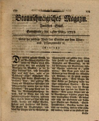 Braunschweigisches Magazin (Braunschweigische Anzeigen) Samstag 24. März 1798