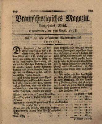 Braunschweigisches Magazin (Braunschweigische Anzeigen) Samstag 7. April 1798