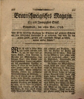 Braunschweigisches Magazin (Braunschweigische Anzeigen) Samstag 26. Mai 1798