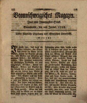 Braunschweigisches Magazin (Braunschweigische Anzeigen) Samstag 2. Juni 1798