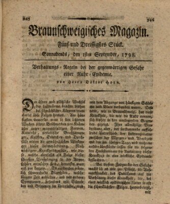 Braunschweigisches Magazin (Braunschweigische Anzeigen) Samstag 1. September 1798