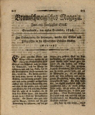 Braunschweigisches Magazin (Braunschweigische Anzeigen) Samstag 29. Dezember 1798