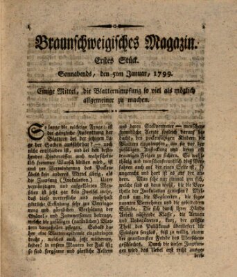 Braunschweigisches Magazin (Braunschweigische Anzeigen) Samstag 5. Januar 1799