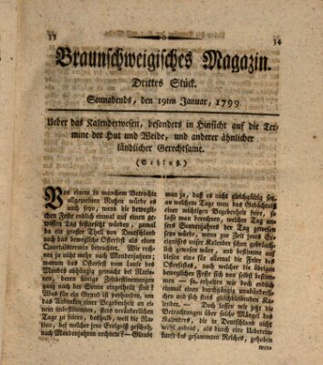 Braunschweigisches Magazin (Braunschweigische Anzeigen) Samstag 19. Januar 1799