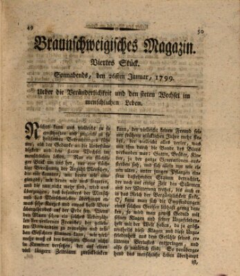 Braunschweigisches Magazin (Braunschweigische Anzeigen) Samstag 26. Januar 1799