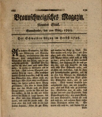 Braunschweigisches Magazin (Braunschweigische Anzeigen) Samstag 2. März 1799