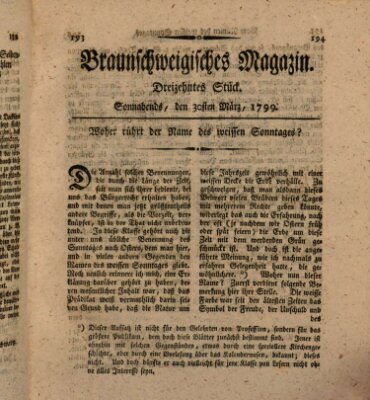 Braunschweigisches Magazin (Braunschweigische Anzeigen) Samstag 30. März 1799