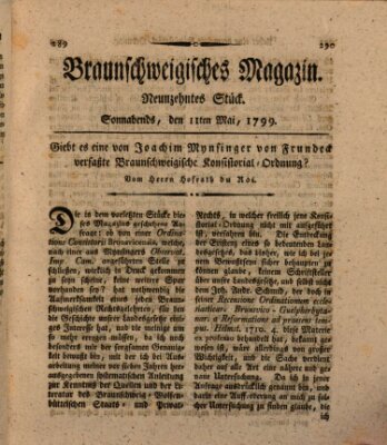 Braunschweigisches Magazin (Braunschweigische Anzeigen) Samstag 11. Mai 1799