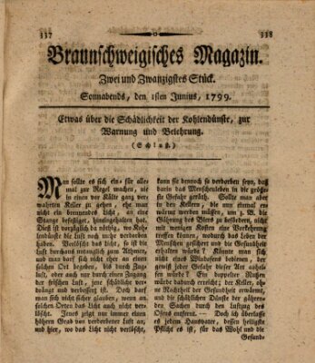 Braunschweigisches Magazin (Braunschweigische Anzeigen) Samstag 1. Juni 1799