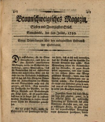 Braunschweigisches Magazin (Braunschweigische Anzeigen) Samstag 6. Juli 1799