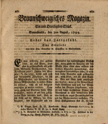 Braunschweigisches Magazin (Braunschweigische Anzeigen) Samstag 3. August 1799