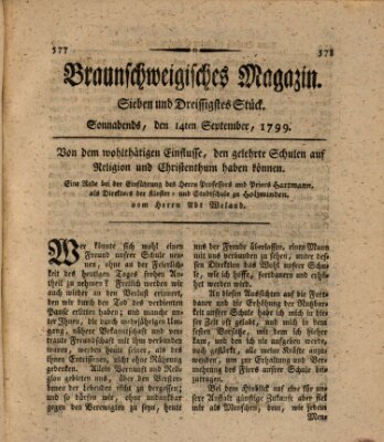 Braunschweigisches Magazin (Braunschweigische Anzeigen) Samstag 14. September 1799