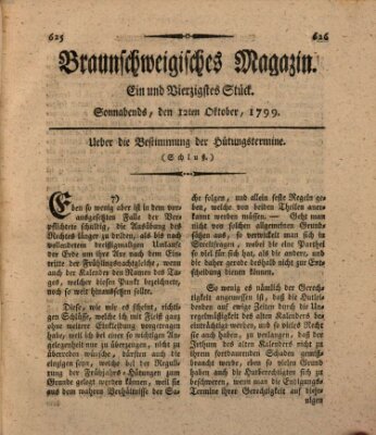 Braunschweigisches Magazin (Braunschweigische Anzeigen) Samstag 12. Oktober 1799