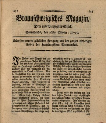 Braunschweigisches Magazin (Braunschweigische Anzeigen) Samstag 26. Oktober 1799