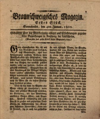 Braunschweigisches Magazin (Braunschweigische Anzeigen) Samstag 4. Januar 1800