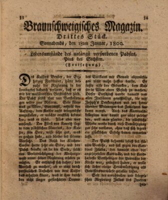 Braunschweigisches Magazin (Braunschweigische Anzeigen) Samstag 18. Januar 1800